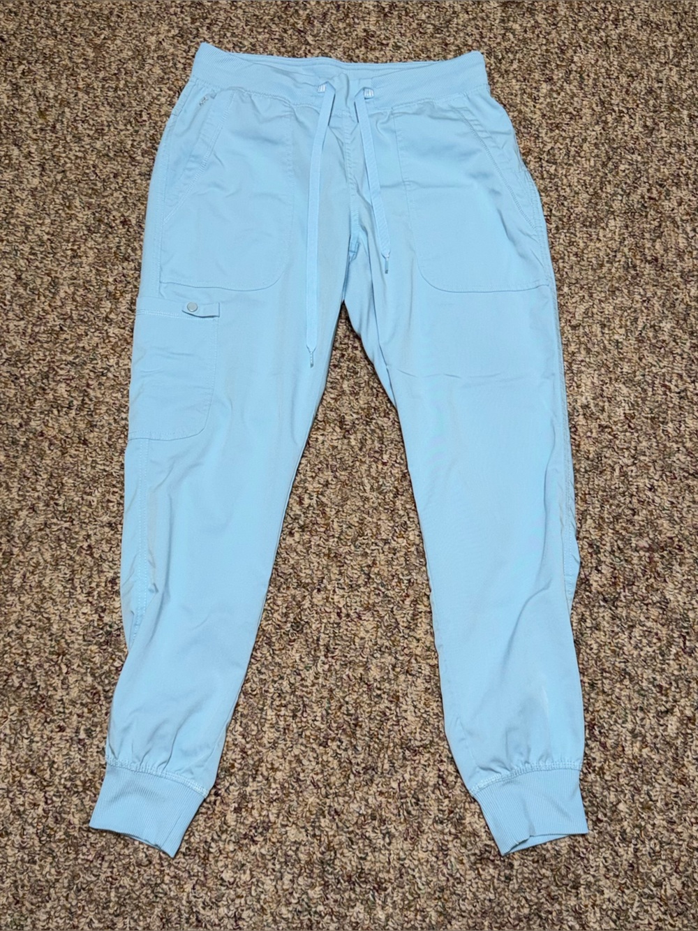 Med Couture Teal Scrub pants size small with Contrast Logo Patch